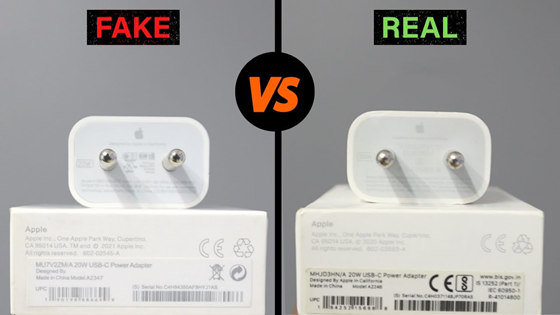 apple charger fake vs original