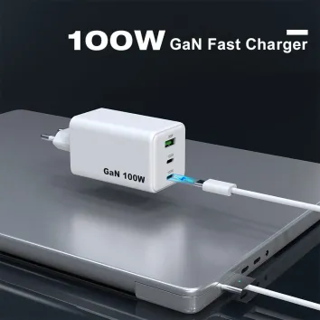 Chargeur Gan à 3 ports 100W pour l'iPhone Samsung ordinateur portable |ZX-3U30T