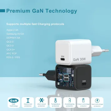 Family Design OEM/ODM Fast 30W Mini Wall PD Charging Gan Charger para Samsung Apple iPhone |ZX-1U67T