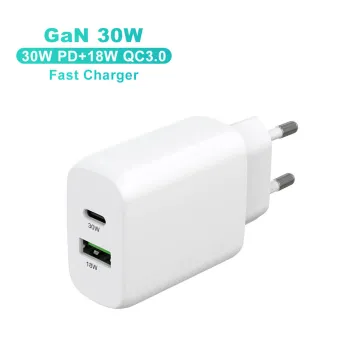 KR EU UK 18W QC 30W PD Mobile Phone Charger OEM ODM 30W Phone Charger for iPhone Samsung | ZX-2U82T