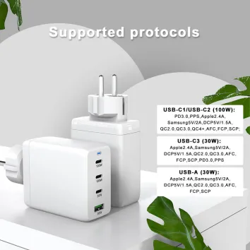 Mini Charger PD USB-C 100W Desktop GaN Charger for iPhone Samsung Xiaomi Laptop | ZX-4U23T