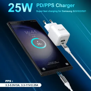 Wandladegerät 25W 18W PD QC 3.0 Schneller Ladeart Typ C Gan Adapter Tragbares Ladegerät für iPhone |ZX-2U68T