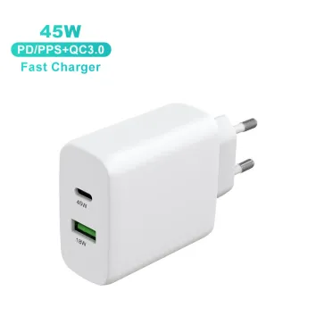 ZONSAN Gan 45W PD + 18W QC Fast Charger Dual Port KR UK EU Wall Charger 45W Pd 3.0 Type C Pd Charger for Samsung iPhone | ZH-2U60T